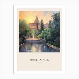 Montjuc Park Barcelona 4 Vintage Cezanne Inspired Poster Art Print