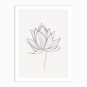 Lotus Flower, Buddhist Symbol Minimal Line Drawing 3 Art Print