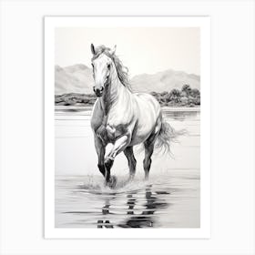 A Horse Oil Painting In Bora Bora French, Polynesia, Portrait 3 Art Print