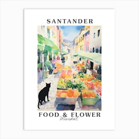 Food Market With Cats In Santander 3 Poster Art Print