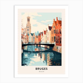 Vintage Winter Travel Poster Bruges Belgium 5 Art Print