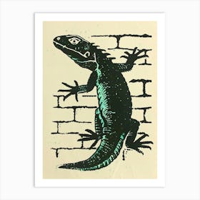 Lizard On The Brick Wall Bold Block 2 Art Print