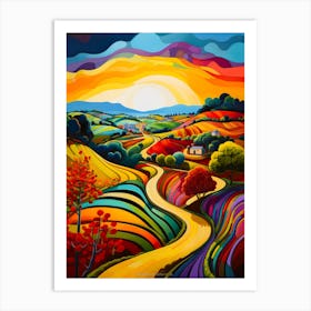 Organic Contours Bright Road Art Print