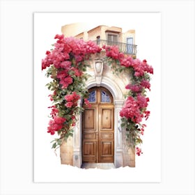 Tarragona, Spain   Mediterranean Doors Watercolour Painting 1 Art Print