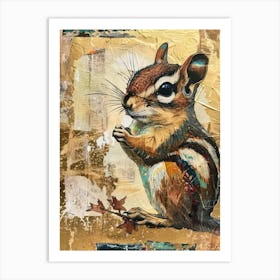 Chipmunk Gold Effect Collage 1 Art Print