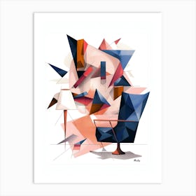 Abstract Geometric Chair, Minimalism, Cubism Art Print