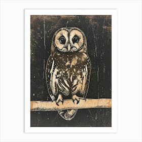 Australian Masked Owl Linocut Blockprint 2 Art Print