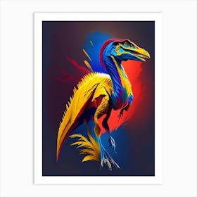 Velociraptor 1 Primary Colours Dinosaur Art Print