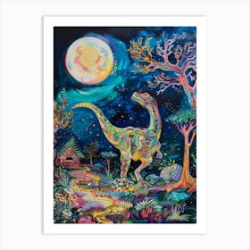 Colourful Dinosaur Painting Landscape 3 Art Print
