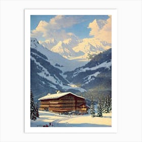 Le Grand Bornand, France Ski Resort Vintage Landscape 3 Skiing Poster Art Print