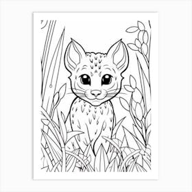 Line Art Jungle Animal Margay 3 Art Print