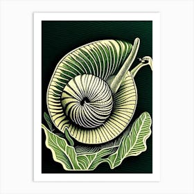 Apple Snail  Linocut Art Print