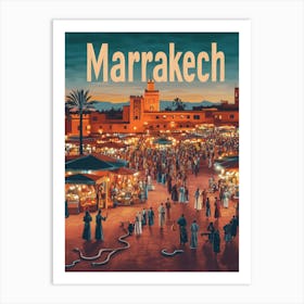 Aihrgdesign A Classic 1960s Travel Poster For Marrakech 5 Art Print