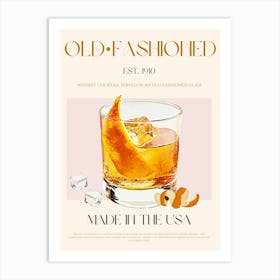 Old Fashioned Cocktail Mid Century Art Print