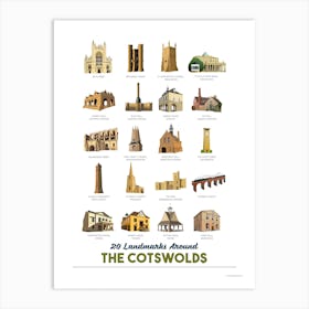 Cotswold Landmarks Buildings Art Print