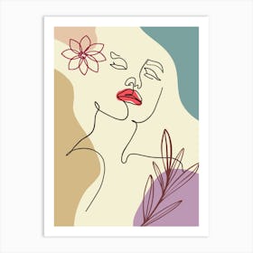 Portrait Of A Woman With Flowers 5 Art Print