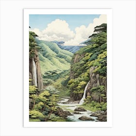 Aso Kuju National Park In Kumamoto, Ukiyo E Drawing 3 Art Print