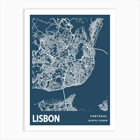 Lisbon Blueprint City Map 1 Art Print