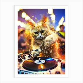 Cat Dj music 1 Art Print