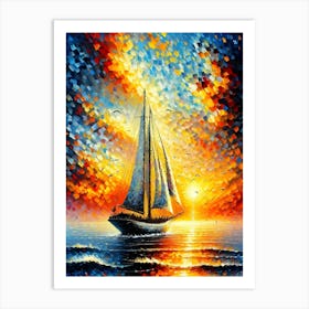 Peaceful Sunset Sail A Tranquil Escape Póster