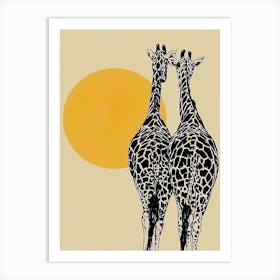 Couple Giraffes At Sunset Art Print