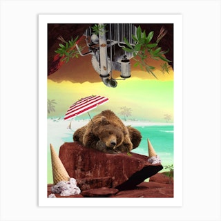 Surrealistic Animals Grizzly Art Print