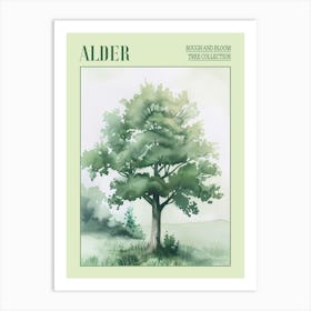 Alder Tree Atmospheric Watercolour Painting 4 Poster Art Print