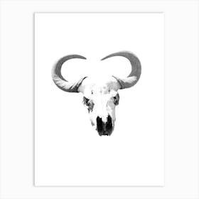 Buffalo Skull Western Wild West Black and White Minimalist Boho Art Print Art Print