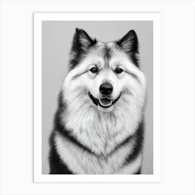 Keeshond B&W Pencil Dog Art Print