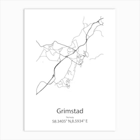 Grimstad,Norway Minimalist Map Art Print