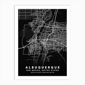 Albuquerque New Mexico USA Black Map Art Print