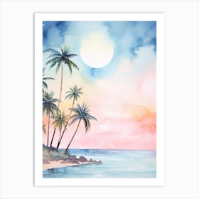 Watercolour Of Ka Anapali Beach   Maui Hawaii Usa 1 Art Print