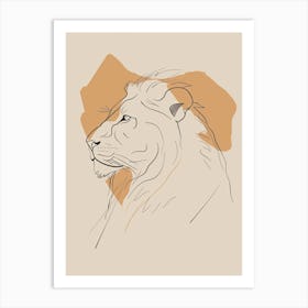 Lion Head - Boho, Line Art 2 Art Print