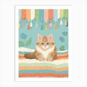 Cat On Crochet Bed 2 Art Print