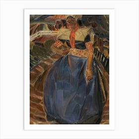 Woman In A Blue Dress Art Print