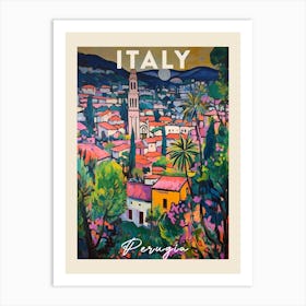 Perugia Italy 3 Fauvist Painting Travel Poster Art Print