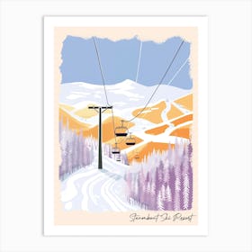 Poster Of Steamboat Ski Resort   Colorado, Usa, Ski Resort Pastel Colours Illustration 2 Art Print