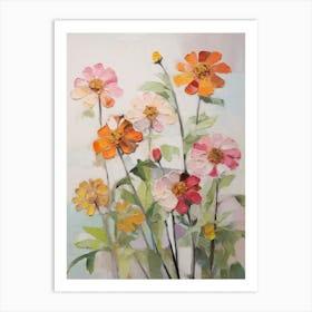 Fall Flower Painting Zinnia 1 Art Print