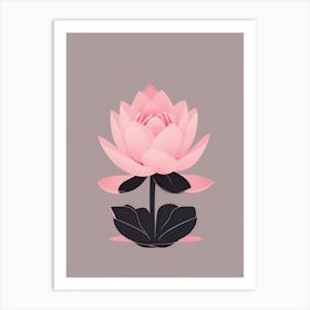 A Pink Lotus In Minimalist Style Vertical Composition 51 Art Print