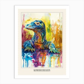 Komodo Dragon Colourful Watercolour 1 Poster Art Print