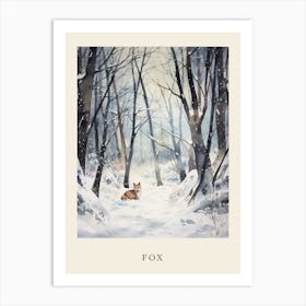 Winter Watercolour Fox 4 Poster Art Print