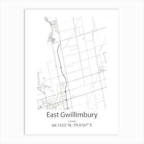 East Gwillimbury,Canada Minimalist Map Art Print