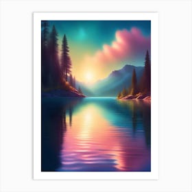 Sunset Over Lake 4 Art Print