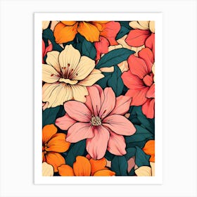 Seamless Floral Pattern 18 Art Print