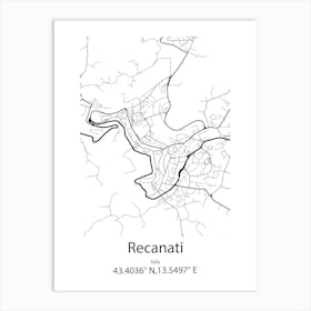 Recanati,Italy Minimalist Map Poster