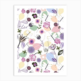 Dragonfly Pastel Floral  Art Print
