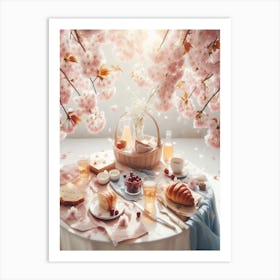 Cherry Blossoms Café Art Print