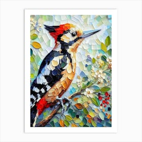 Mosaic woodpecker Bird Art Print