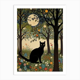 Cat In The Forest Style William Morris 11 Art Print