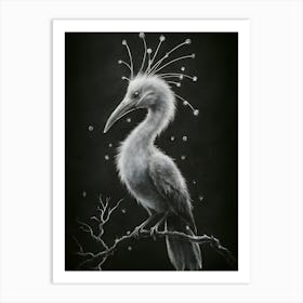 Bird On A Branch, minimalism, bird on a black background, drawing with small dots, mathematical art, flashes [RossDraws | Nicoletta Ceccoli | Frank Cadogan Cowper | Andy Kehoe], black and Gold cgsociety, epic, trending on artstation, author: Artgerm, Art Print